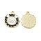 Alloy Enamel Pendants, Light Gold, Lion Charms, Black, 16.5x14.5x1.7mm, Hole: 1.5mm