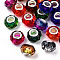 Transparent Resin European Beads, Imitation Crystal, Two-Tone Large Hole Beads, with Silver Tone Brass Double Cores, Faceted, Rondelle, Mixed Color, 14x8.5mm, Hole: 5mm