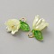 Acrylic Charms, with ABS Plastic Imitation Pearl Beads and Brass Finding, Lily of the Valley, Yellow, 14x13x11mm, Hole: 2.8mm