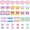 CHGCRAFT 38Pcs 19 Style Transparent Printed Acrylic Cabochons, with Glitter Powder, Mixed Shapes, Mixed Color, 15.5~50x20~50x1.5~2.5mm, 2pcs/style 