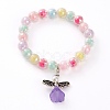 Acrylic Guardian Angel Charm Stretch Bracelets for Kids BJEW-JB05866-2