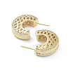 Half Round Brass with Cubic Zirconia Stud Earrings EJEW-Q811-28G-2