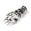 Halloween Theme Rhinestone Skeleton Hand Brooch Pin JEWB-F018-01AS-2