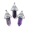 Natural Amethyst Faceted Pointed Bullet Big Pendants G-H076-02P-05-1