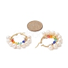 Glass & Natural Pearl Beaded Hoop Earrings EJEW-JE05234-3