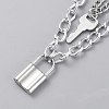 Alloy Curb Chains Double Layer Necklace NJEW-WH0022-09E-1