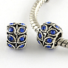 Antique Silver Plated Alloy Rhinestone Large Hole European Beads MPDL-R041-02F-1