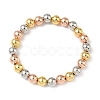 Brass Round Beaded Stretch Bracelets for Men Women BJEW-B148-05E-M-4