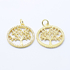 Brass Micro Pave Cubic Zirconia Pendants KK-P133-05G-NR-2