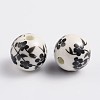 Floral Printed Porcelain Beads PORC-Q201-12mm-5-2