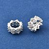 Wave Brass Micro Pave Cubic Zirconia European Beads KK-K300-07B-S-2
