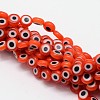 Handmade Evil Eye Lampwork Flat Round Bead Strands LAMP-L058-8mm-08-1