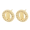 Brass Micro Pave Clear Cubic Zirconia Virgin Mary Stud Earrings EJEW-F400-23A-G-4