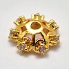 Brass Micro Pave Cubic Zirconia Bead Caps KK-K180-09G-1