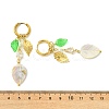 Leaf Natural Freshwater Shell & Teardrop Glass Dangle Earrings EJEW-JE07148-5