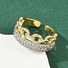 Brass Micro Pave Cubic Zirconia Cuff Rings for Women RJEW-D326-05G-3