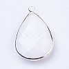 Silver Color Plated Brass Glass Teardrop Pendants X-GLAA-M006-A-22S-2