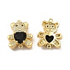 Rack Plating Brass Micro Pave Clear Cubic Zirconia Connector Charms KK-C013-01G-2