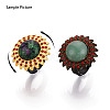Adjustable Flower Alloy & Iron Rhinestone Bezel Cup Ring Base with Rotatable Tray MAK-T012-04G-5