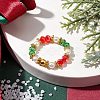 Christmas Glass & Imitated Pearl Acrylic Round Beads Finger Rings RJEW-JR00682-2