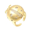 Brass Micro Pave Cubic Zirconia Cuff Open Rings RJEW-D346-01G-02-4