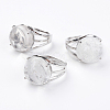 Adjustable Natural Quartz Crystal Finger Rings RJEW-F075-01G-1
