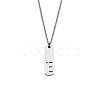 304 Stainless Steel Rectangle with Laser Cut Initial Pendant Necklaces FS-WG71FEF-09-1