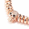 2Pcs 2 Style Synthetic Hematite & Black Stone & Natural Obsidian Stretch Bracelets Set with Cubic Zirconia Skull BJEW-JB08120-04-7