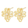 Brass Micro Pave Clear Cubic Zirconia Stud Earring Findings KK-Z099-01G-01-1