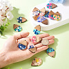 16Pcs 8 Colors Resin and Walnut Pendants FIND-TA0006-39-6
