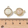 Brass Pave Natural Mixed Stone Faceted Flat Round Connector Charms G-U028-04G-4
