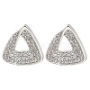Brass Micro Pave Clear Cubic Zirconia Triangle Stud Earrings for Women EJEW-G362-11P-1