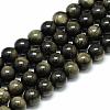 Natural Golden Sheen Obsidian Beads Strands G-S150-20-6mm-1