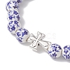 Virgin Mary with Cross Handmade Flower Printed Porcelain Ceramic Bracelets BJEW-JB13020-4