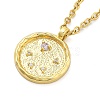 304 Stainless Steel Cubic Zirconia Constellation Flat Round Pendants STAS-S145-01K-2