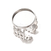 Woven Bezel 304 Stainless Steel Cuff Ring Components SA-CBAD8FA-01P-05-1