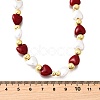 Brass & ABS Imitation Pearl Heart and Round Beaded Necklaces for Women NJEW-D314-11B-G-5