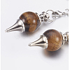 Natural Tiger Eye Sphere Dowsing Pendulums X-BJEW-E292-A09-3