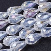 Electroplate Glass Beads Strands EGLA-D015-15x10mm-01-3