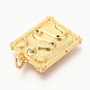 Brass Micro Pave Clear Cubic Zirconia Charms ZIRC-O036-20G-3