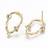 Brass Micro Pave Clear Cubic Zirconia Stud Earring Findings LS-KK-T062-48G-NF-2