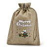 Christmas Printed Burlap Packing Pouches Drawstring Bags ABAG-Q053-02B-02-3