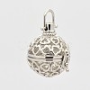 Filigree Heart Round Brass Cage Pendants KK-D389-07P-A-1