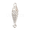 Brass Micro Pave Clear Cubic Zirconia Fish Connector Charms KK-H527-37P-1