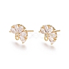 Brass Cubic Zirconia Stud Earring Findings LS-EJEW-E257-05G-2