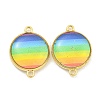 Rack Plating Brass Pave Rainbow Color Resin Connector Charms KK-M290-03C-G-1