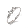 Constellations Rhodium Plated 925 Sterling Silver Micro Pave Clear Cubic Zirconia Adjustable Rings for Women RJEW-P130-01P-E-4