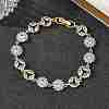 Brass Micro Pave Clear Cubic Zirconia Link Chain Bracelets for Women BJEW-C156-06B-PG-2