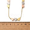 Brass Triple Color Heart Beaded Box Chain Necklaces NJEW-H057-01-5