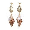 Alloy Natural Shell Beaded Dangle Stud Earrings EJEW-JE06268-4